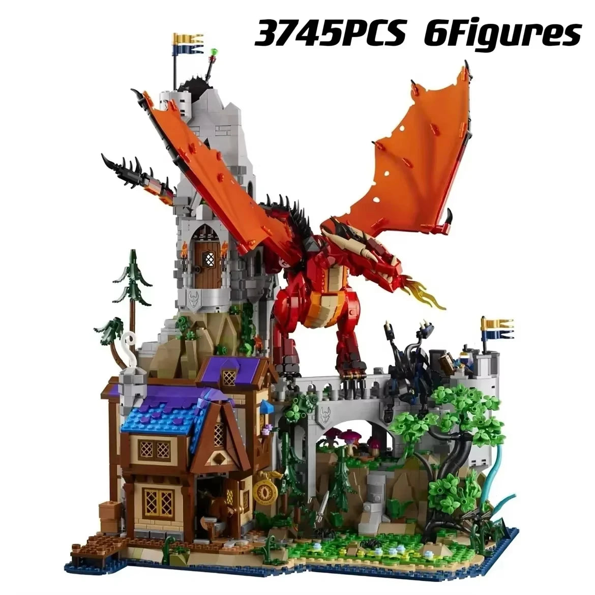 3745pcs Dungeons & Dragons 21348 Red Dragon Legend Model Building Block Set Assembly Toy Children's Birthday Gift
