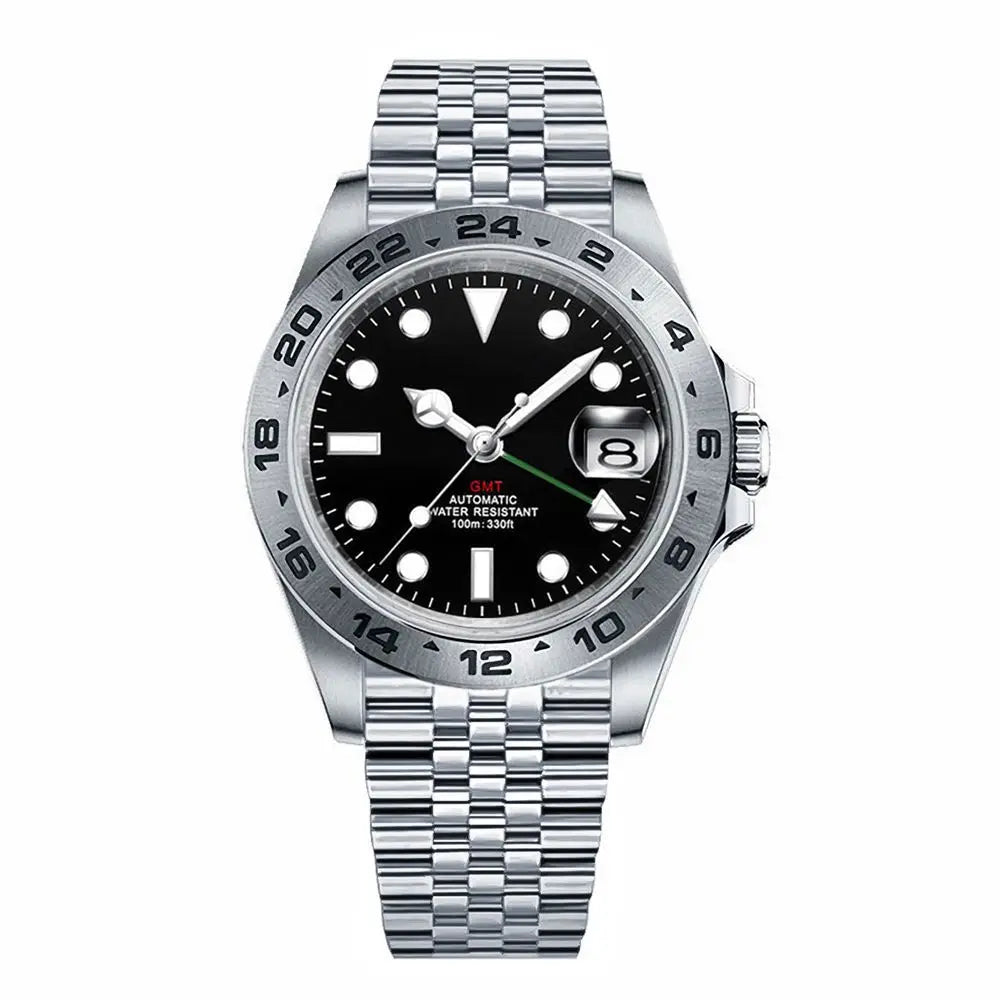 Custom Luxury 39mm NH34 Automatic Mechanical  GMT Watch Full Steel Male Watch Sapphire Luminous Waterproof for Men Reloj Hombre