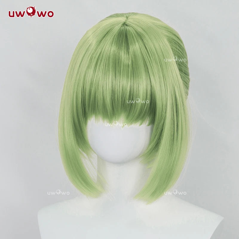 UWOWO C.C. Wig Anime Codee Geasss: C.C. Purple Cheongsam Cosplay Wig Green Hair Halloween Cos