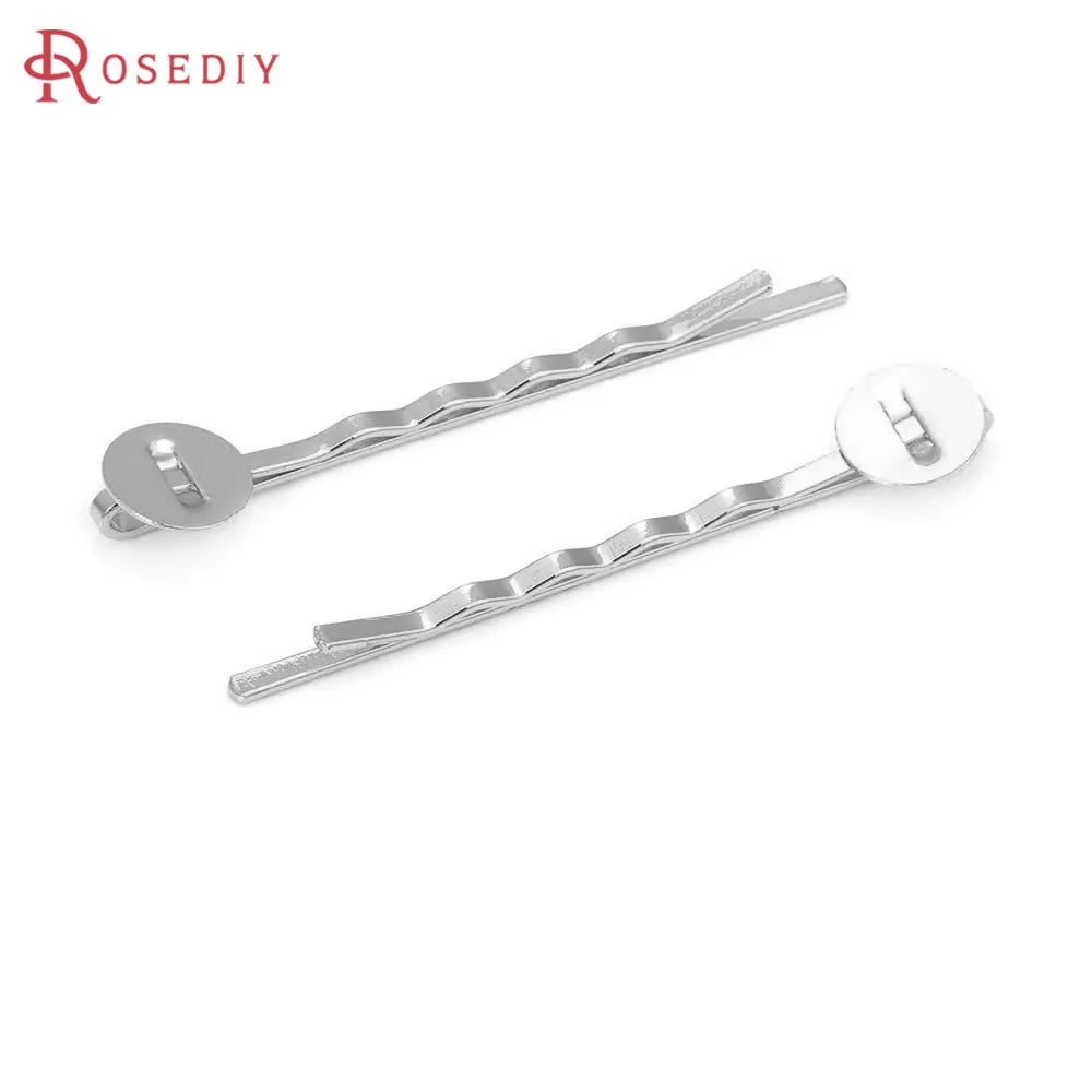 10PCS 18K Gold Color Iron with Pearl Beads Base 8MM 10MM Hair Jewelry Hair Clip Jewelry Making Supplies Accessories for Women