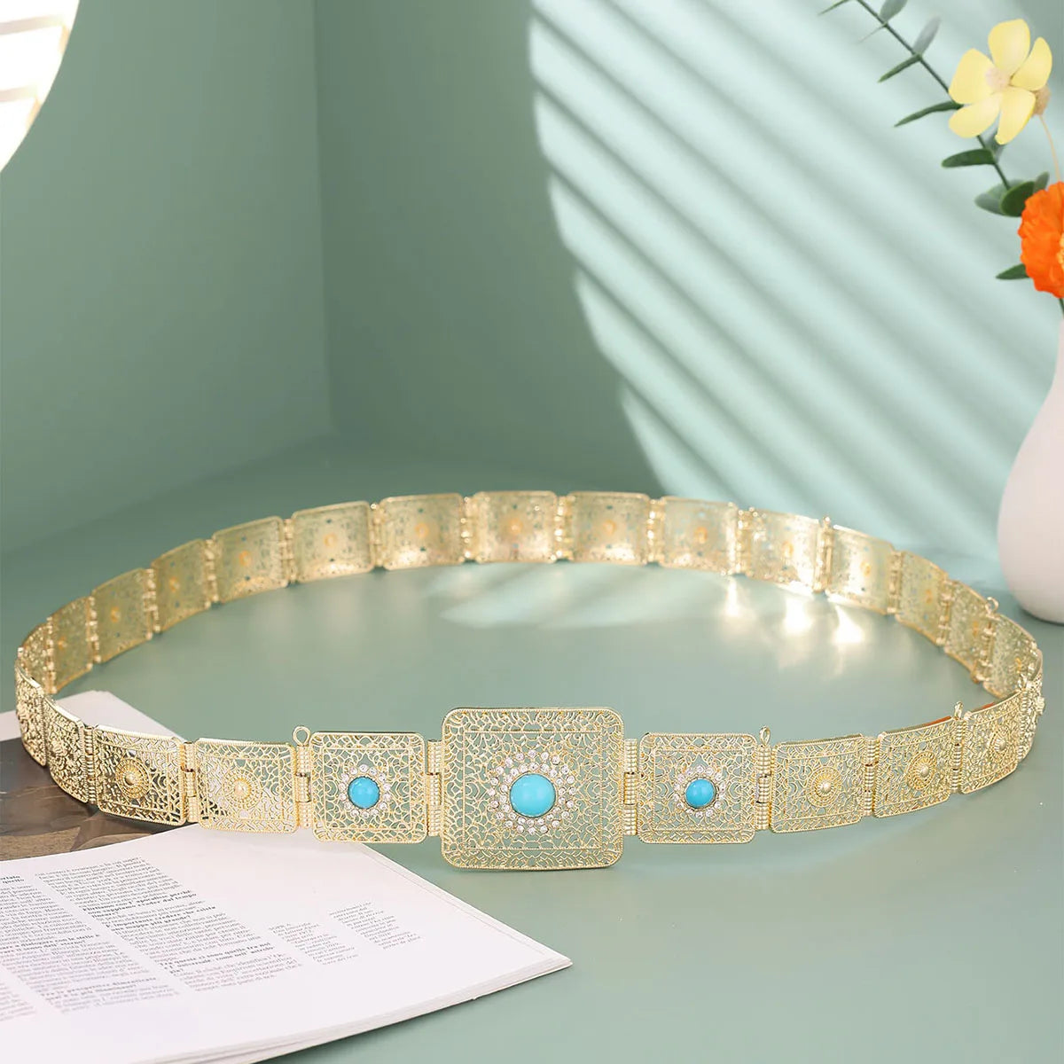 Moroccan Caftan Belt For Women Dress Waist Chain Gold Color Arabic Bride Wedding Jewelry Robe Sash Body Chain