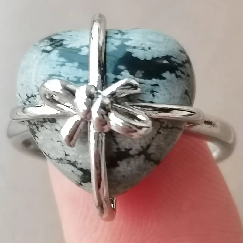 Blue Sand Heart Bead Ring PWB1093