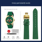 watch band For GUCCI YA1264065 Little Bee Embroidered Gucci Men's and Women's Green Genuine Lea/ther Watch Strap 20mm Bracelet