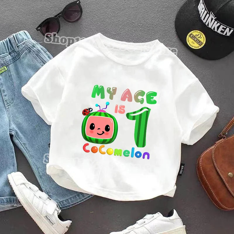 Cocomelons Kids T-shirts Boys Girls Baby Shower T-shirt Children Summer Cotton Clothes Cartoon Anime Pattern Tee Birthday Gifts