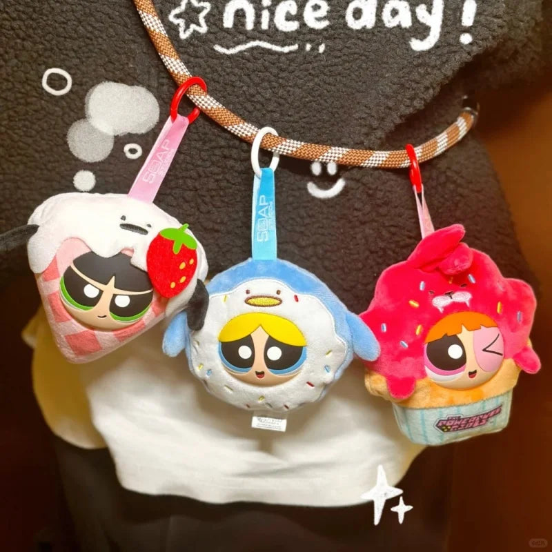 New Hot Sale Powerpuff Girls Police Bread Workshop Blind Box Plush Pendant Flower Bubble Hair Pendant Gifts Toys