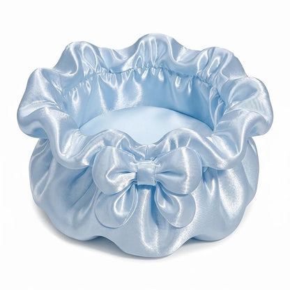 3D-Printed Petal Bow Storage Box Multi-Function Satin Ruffled Desktop Storage Box Elegant Ornaments Jewelry Storage Case