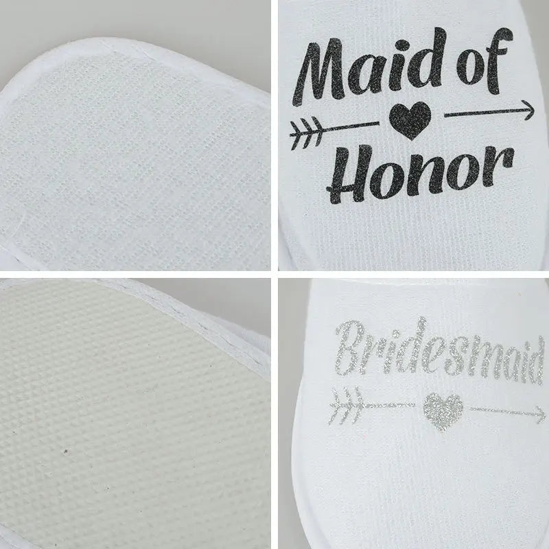 20 Pairs Bride & Bridesmaid, Wedding Party Guests Home Slip on Shoes Bridal Party Slippers Open-toe with Golden, Red and Black