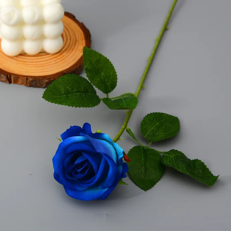 5Pcs Artificial Flowers Bouquet Red Velvet Fake Rose Flower for Wedding Home Table Decoration Christmas Tree Decor Valentine's