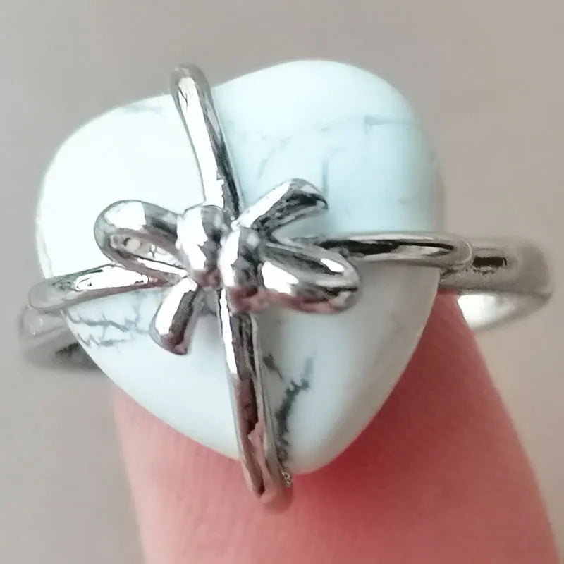 Blue Sand Heart Bead Ring PWB1093