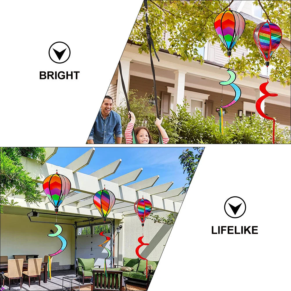 2pcs Hot Air Balloon Windmill Decors Garden Spinners Outdoor Layout Pendants Spiral Balloon Yard Decorations Wind Socks Spinners