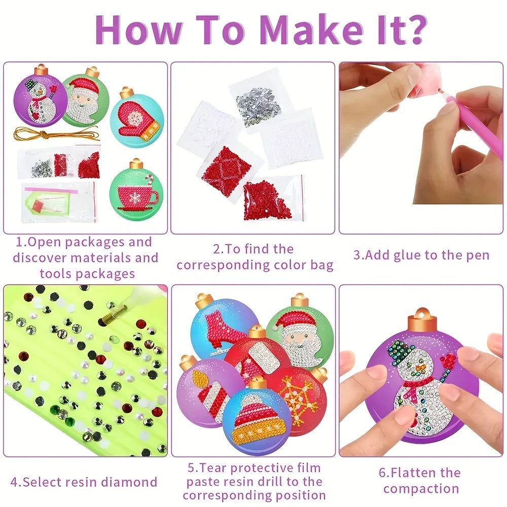 10PCS DIY Christmas Tree Pendant Diamond Painting Special Shape Full Drills Hanging Ornament Christmas Decor Natal Navided