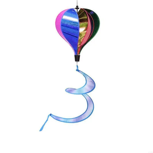 F19B Rainbow Hot Balloon Sequins Windsock Striped Wind Spinner Outdoor Decor