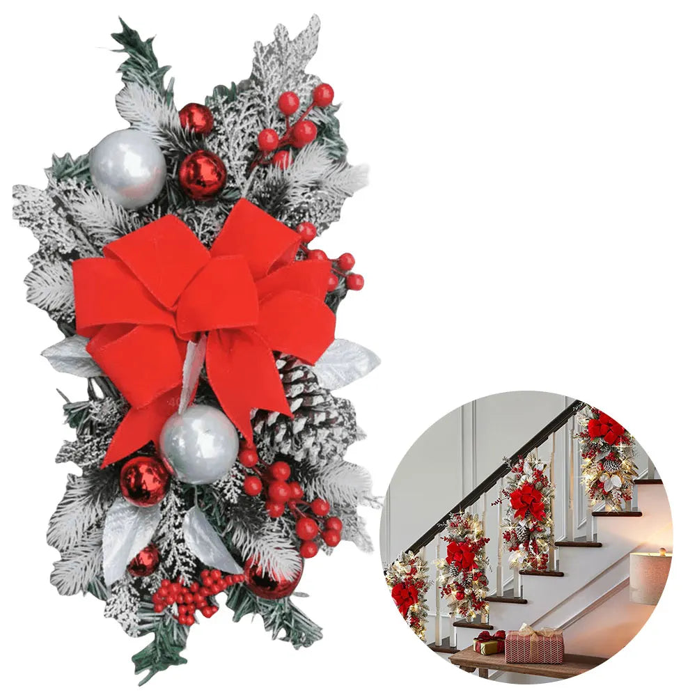 Christmas Swag Wreath Without/with Light LED Wreath Novelty Front Door Garland Wall Decor Xmas Decoration Party Supplies