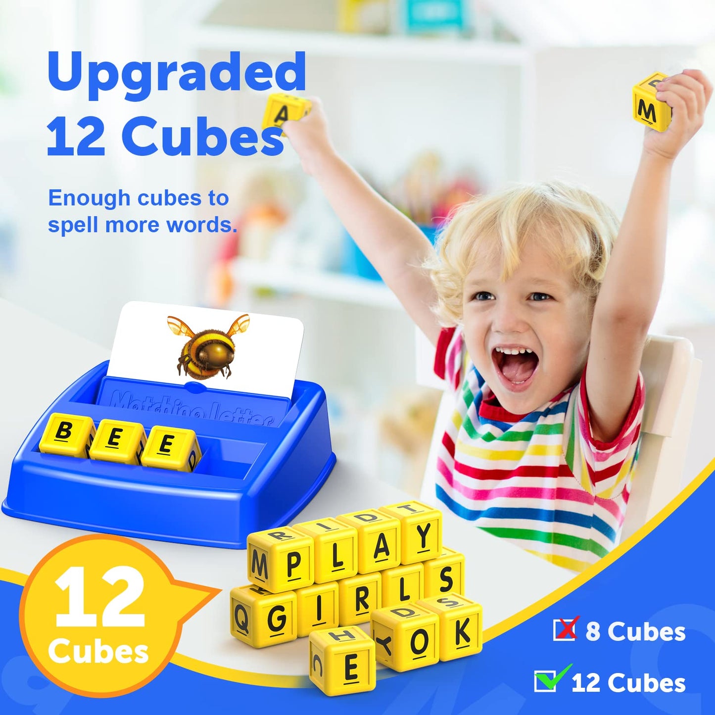 Toys for 3-8 Year Olds Boys, Spelling Games for Kids Ages 4-8 Matching