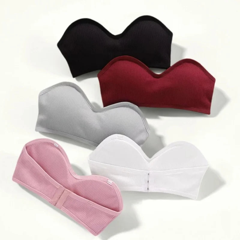 Strapless Women Tube Top Sexy Cropped Top Invisible Bra Women Seamless Underwear Sexy Lingerie Cotton Bandeau Top Removable Pads
