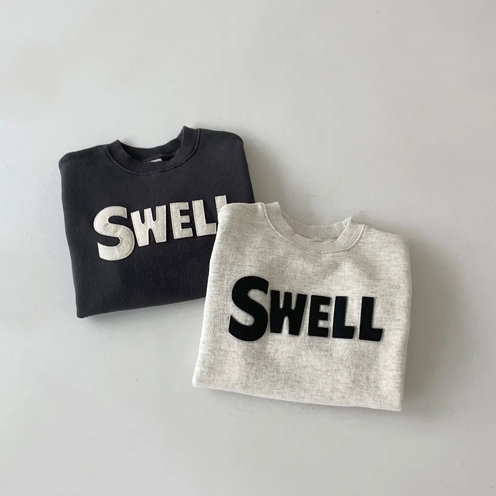 Korea Baby Boys Sweatshirt Loose Fashion Letter Sports Sweatshirts Toddler Girl Pullover Sweater Cotton Tops Boy Kids Clothes