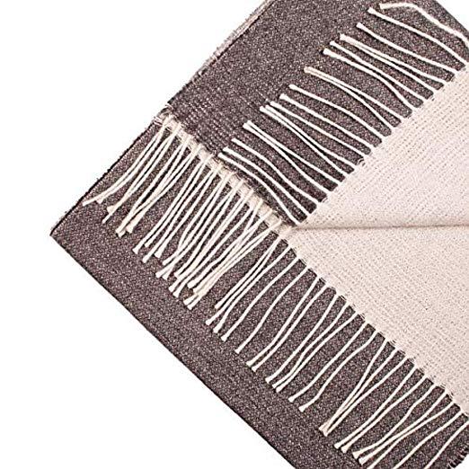 Alpaca wool grey-white double sided scarf