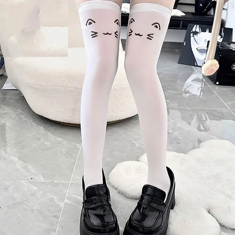 Anime Meow Cute Lace Stockings Women Sexy Lingerie Fancy Thigh-Highs Hosiery Ladies Erotic Over-the-Knee Stockings Lolita Socks