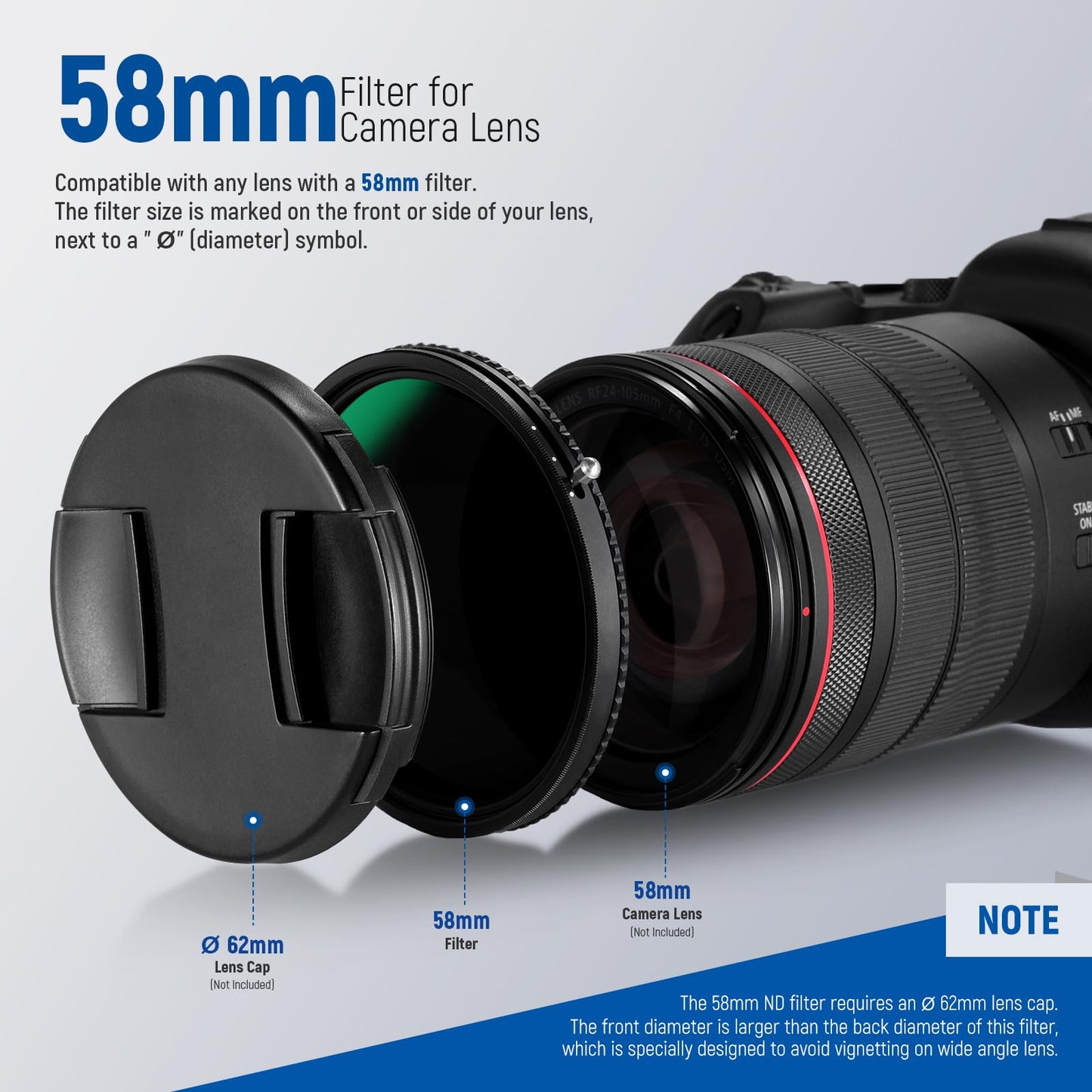 NEEWER 2 in 1 58mm Variable ND Filter ND2-ND32&CPL Circular Polarizer