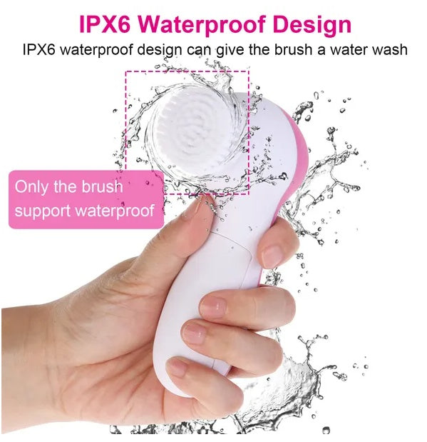 Facial Cleansing Brush Waterproof Face Spin Cleaning Brush With 5