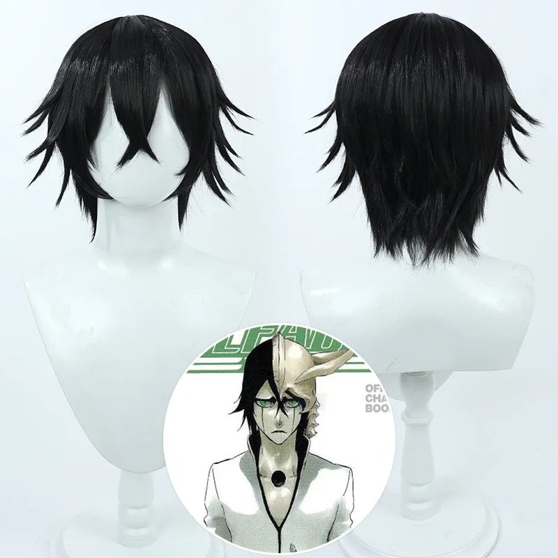 CosplayAnime Bleach Ulquiorra's Cosplay Costume Ulquiorra Helmet Masks Wigs Hairs White Kimono ( Jacket + Pants + Belt ) Kendo C