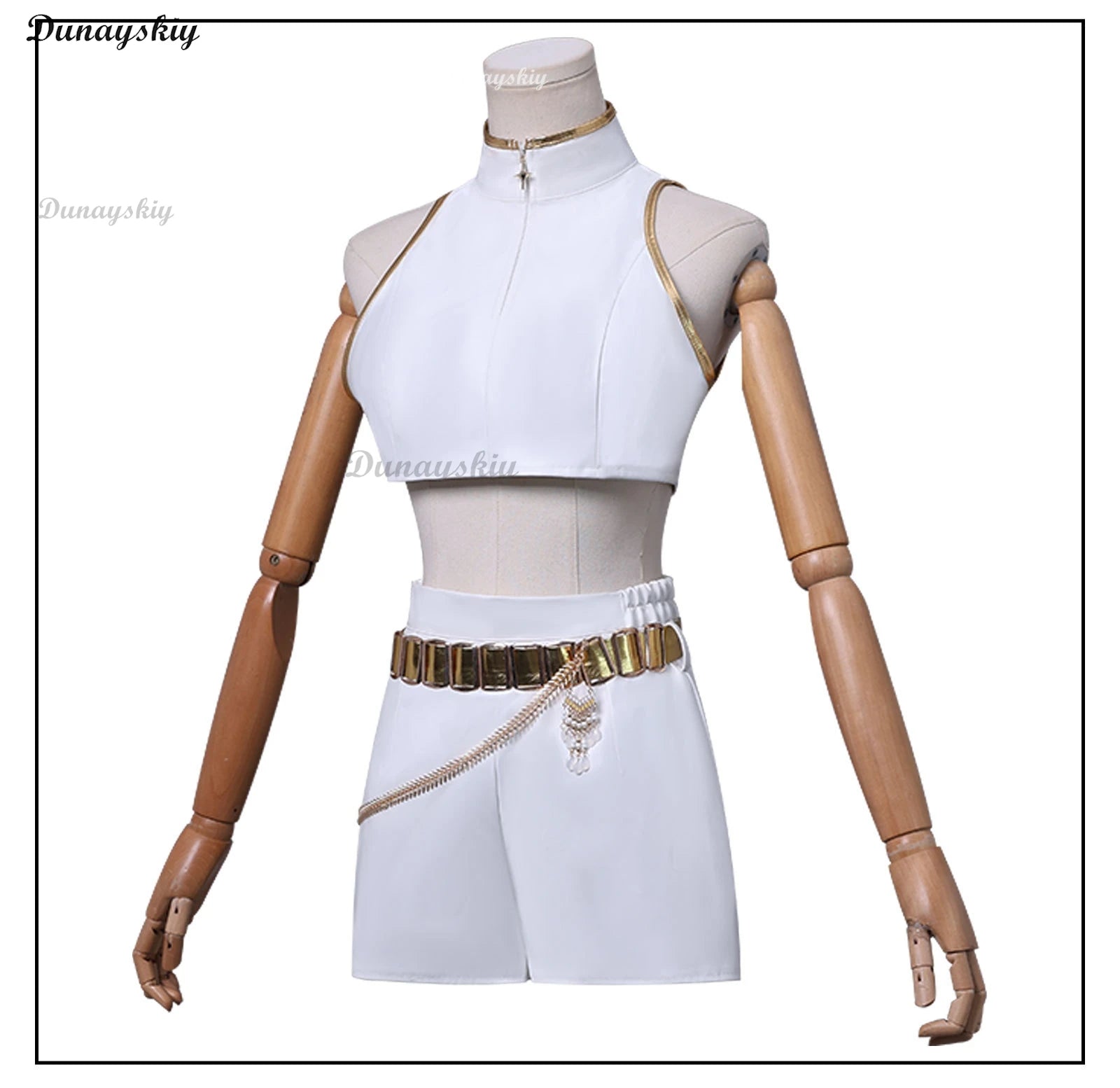 Rumi Cosplay KPop Demons Hunter White Costume Wig Women Girls Cartoon Fantasia Vest Shorts Chain Belt Outfits Halloween Carnival