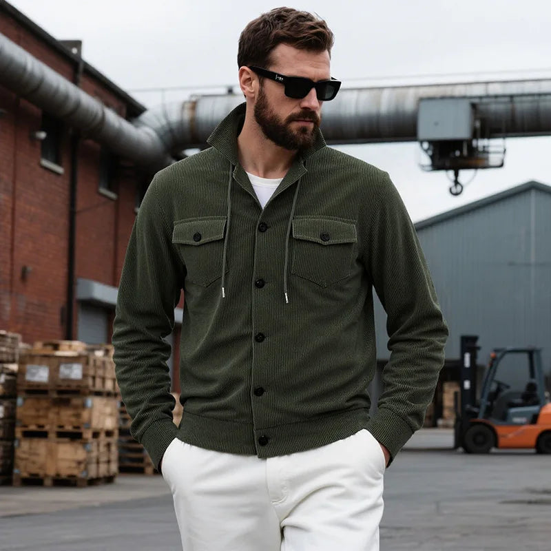 Autumn Winter New Corduroy Jacket Coat Turn-Down Collar American Retro Multi-Pocket Workwear Jacket for Men