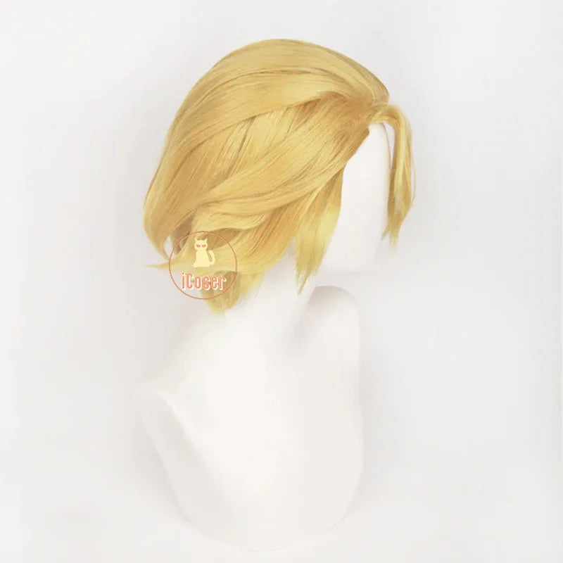 asdh8@Anime Dr. Stone Science Future Stanley Snyder Cosplay Wig Blonde Short Hair Dr. Xeno Season 4 Halloween Party Women Men Ca