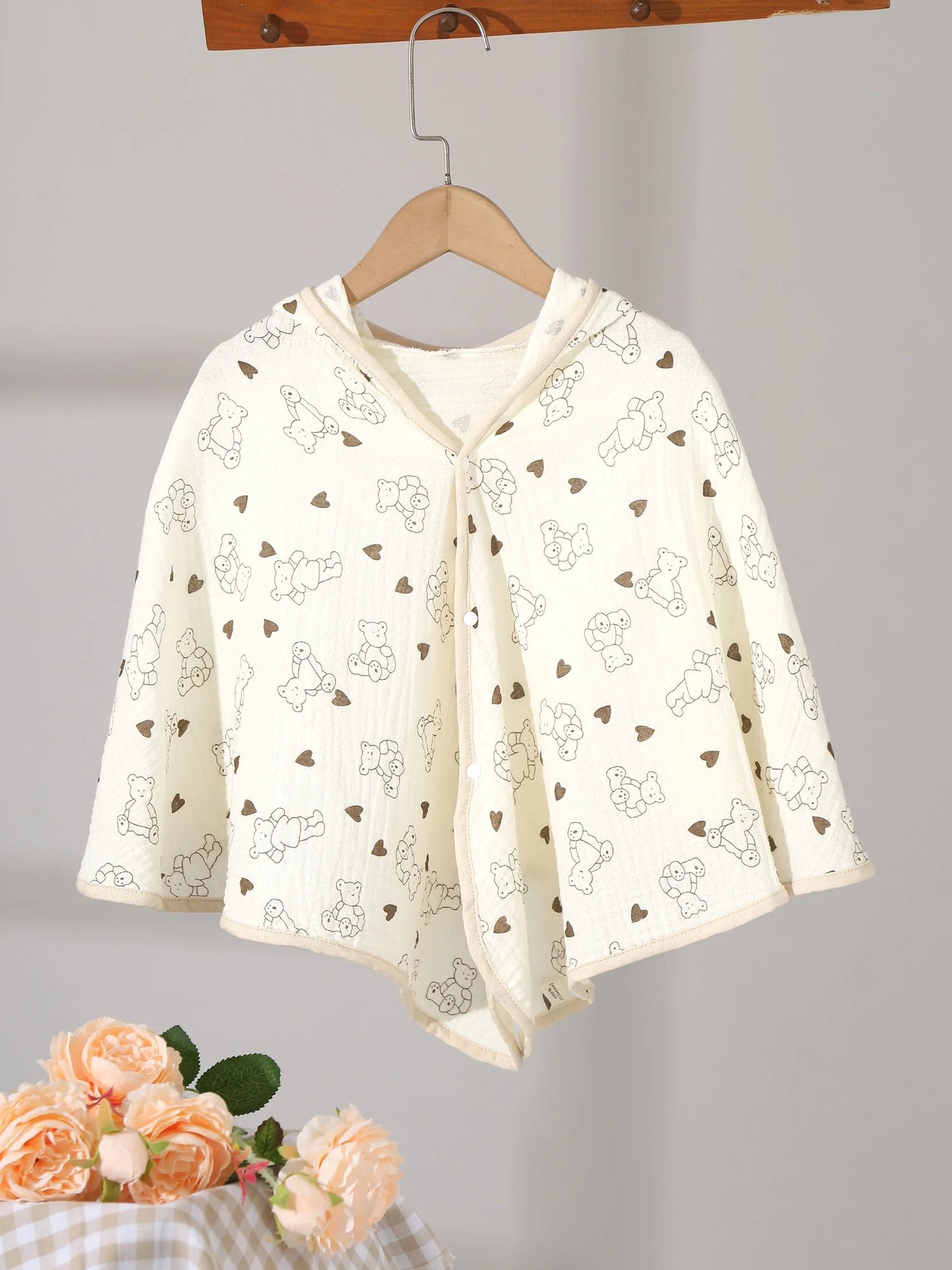 Infant Cute Printed Soft Bath Towel Hooded Cape Bathrobe Baby Swaddle Blanket Bathroom Beach Pool Cloak Summer Sunscreen Shawl