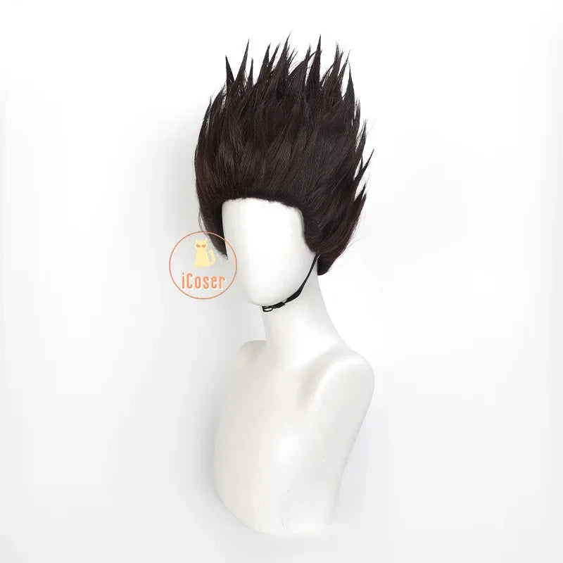 asdh8@Anime Sakamoto Days Heisuke Mashimo Cosplay Wig Spiky Dark Brown Hair Halloween Party for Women Men Boys Props Carnival iC