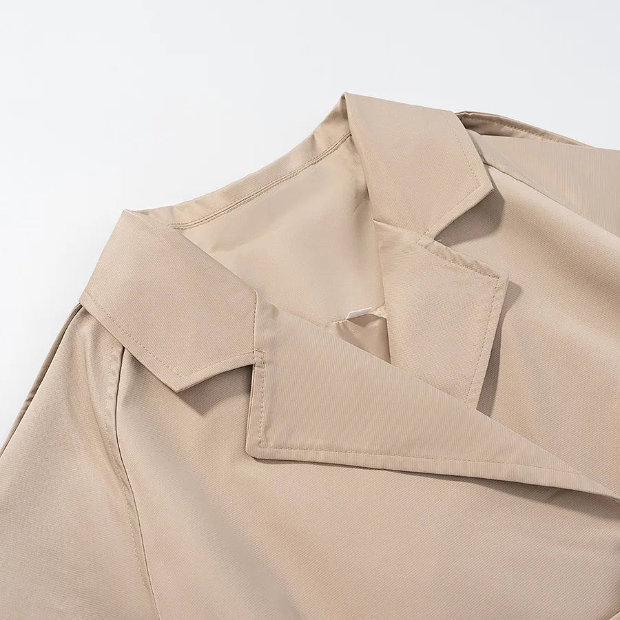 TRAFZR Women's Cropped Trench Coat khaki Long Sleeve Urban Solid Casual Classic fall outfit 2025 Trend Jackets female Outerwears