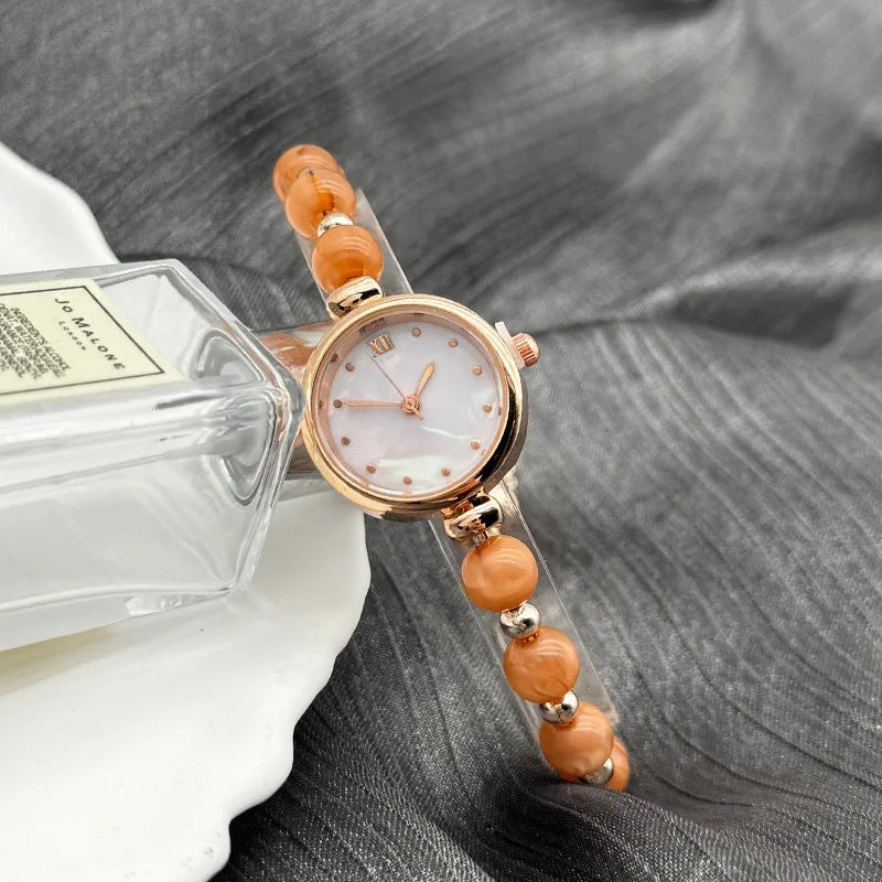 Luxury Adjustable Pearl Bracelet Quartz Watch for Women High-End Light Luxury Niche Market Elegant Timepiece can be customized