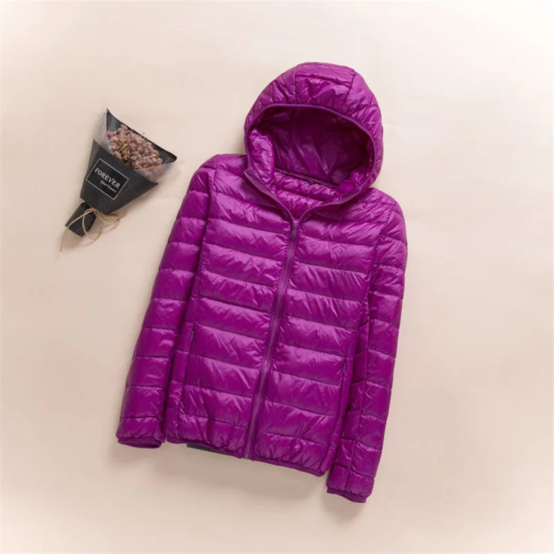New Women Thin Down Jacket White Duck Down Ultralight Jackets Autumn Winter Puffer Jacket Warm Coats Portable Female Outwear