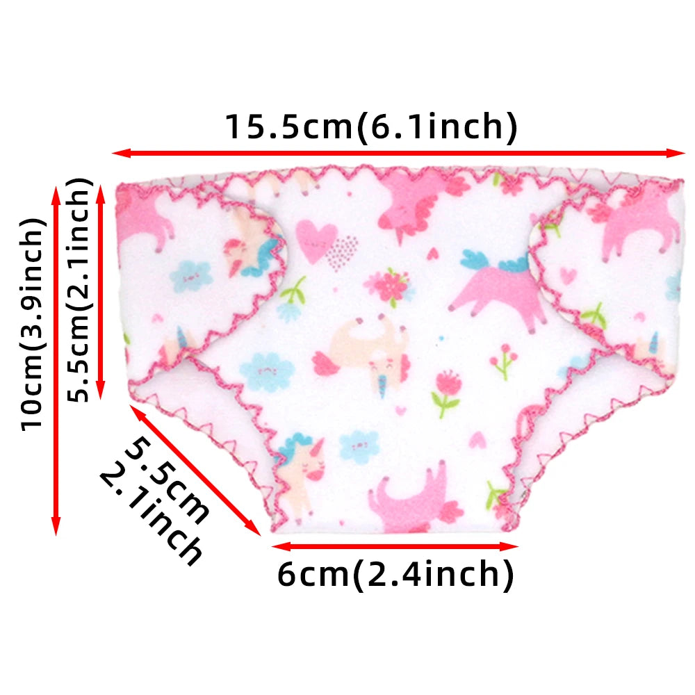 14-18 Inch Newborn Baby Doll Underwear Set Baby Doll Diapers and Bibs Underpants Doll Clothes Accessories
