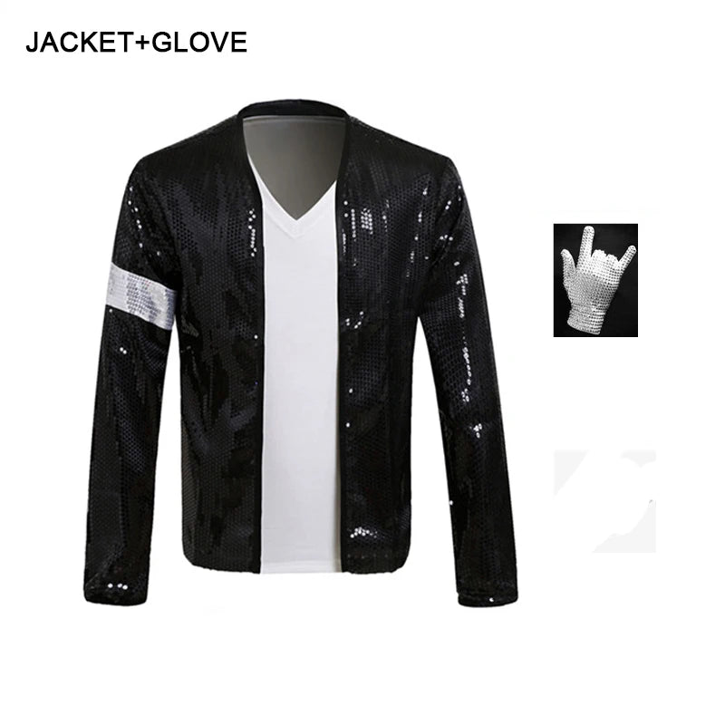 MJ Michael Jackson Coat Billie Jean Jacket Pant Glove Modern Dance Cosplay Costume Adult Clothing Hallowmas Party Cos Set Men