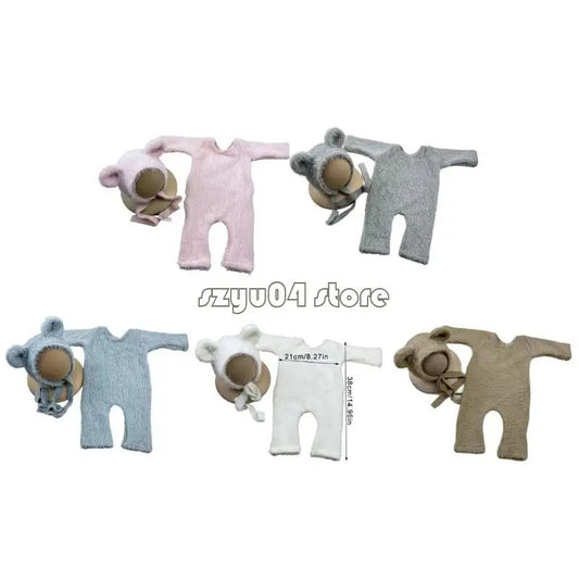 4X7D Photo Clothes Photography Costume Bear Outfit & Hat for Baby