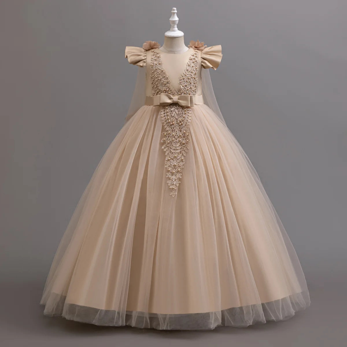 New Long Elegant Dress for Young Girls Flower Girl Princess Dresses White Formal Clothes From 4 to12 Years