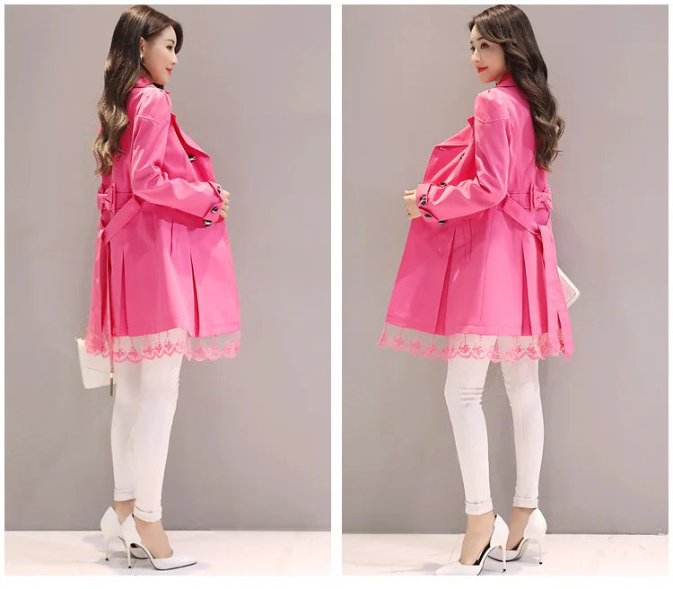 Fashionable Polo Collar Trench Coat for Women 30 40 50 Years Old Mothers Spring Autumn Mid Length Youthful Jacket