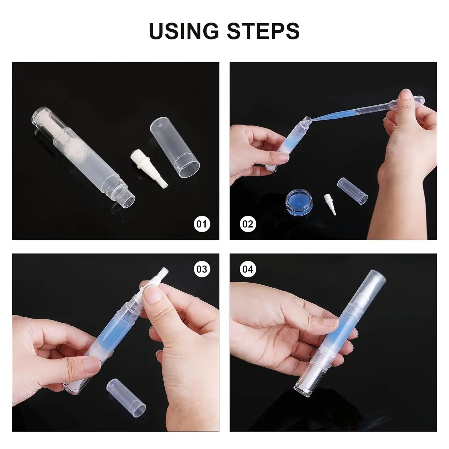 5 pack 5ml Transparent Twist Pen for Cuticle Oil Applicator, Empty Nail Oil Pen with Brush Tip, Eyelash Growth Liquid Tube