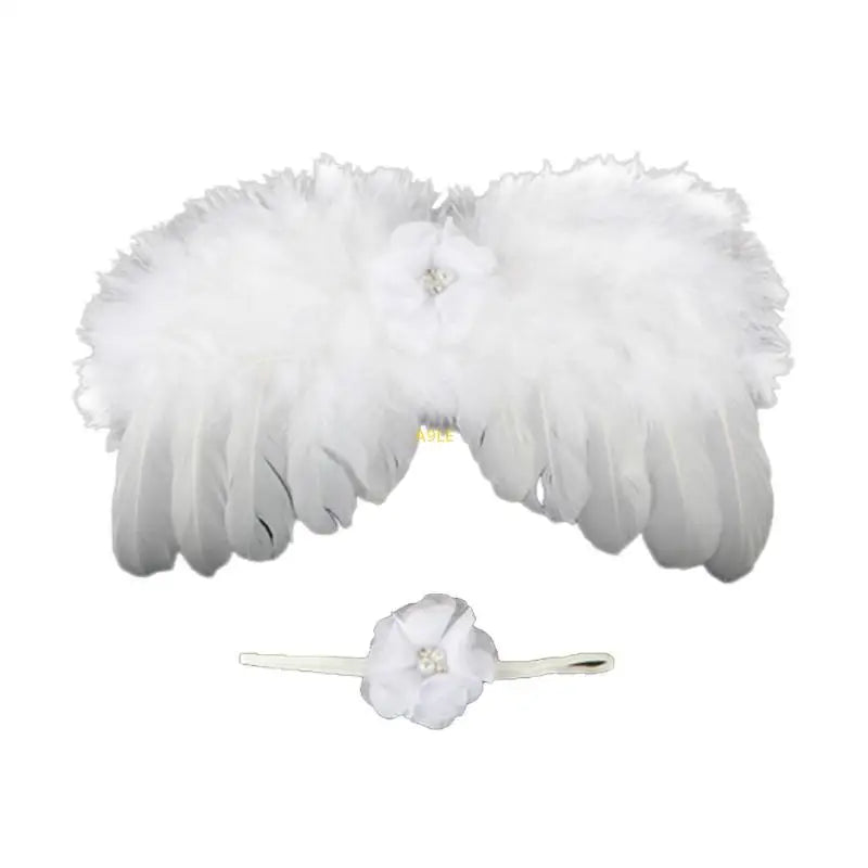 Infant Angel Costume Wing & Headband for Photography Skin Friendly Baby Outfit Newborn Photo Props Clothes 2PCS