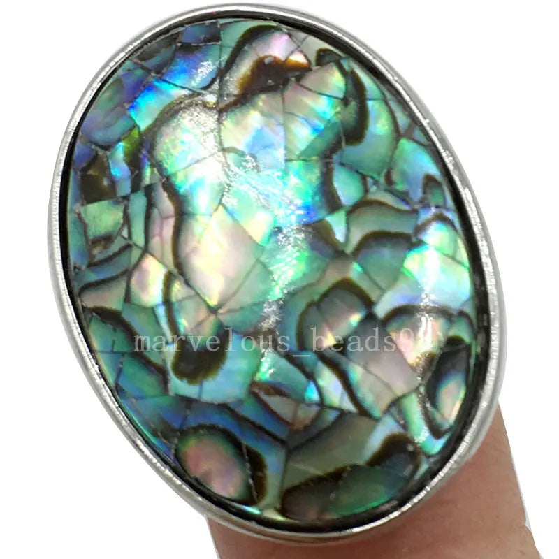 New Zealand Ablone  Mother of pearl Shell Art Oval Ring  7~12" Adjust Size WB587