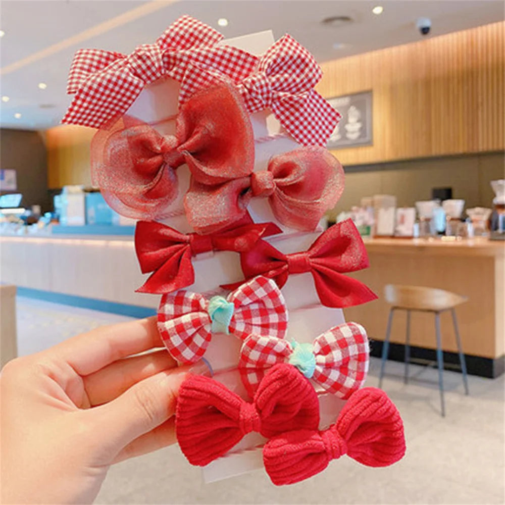 10Pcs/Set Chiffon Flower Hair Tie Girls Ponytail Elastic Hair Bands Kids Hair Accessories Children Hair Ties Baby Headwear