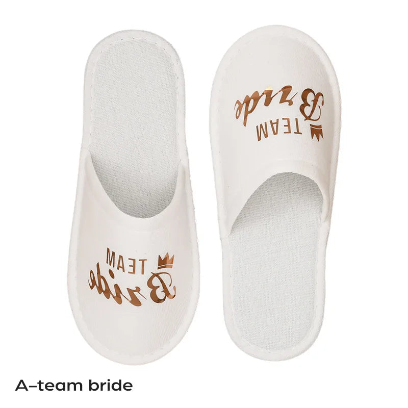 Bride Bridesmaid Slippers,Wedding Party Disposable Slippers Bridal Party Slippers Set Lightweight Cozy Soft Sole Flats Wholesale