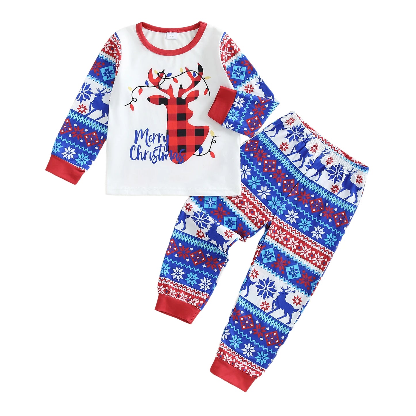 Toddler Boy Girl Christmas Outfit Santa Claus Snowman Long Sleeve Tops Elastic Waist Pants 2 Piece Set Holiday Costume