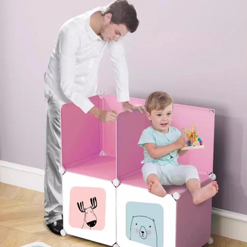 Baby Storage Cabinet Plastic Wardrobes Children Wardrobe Small Girl Clothes Clothings Closet Dresses Room Girls Assembly
