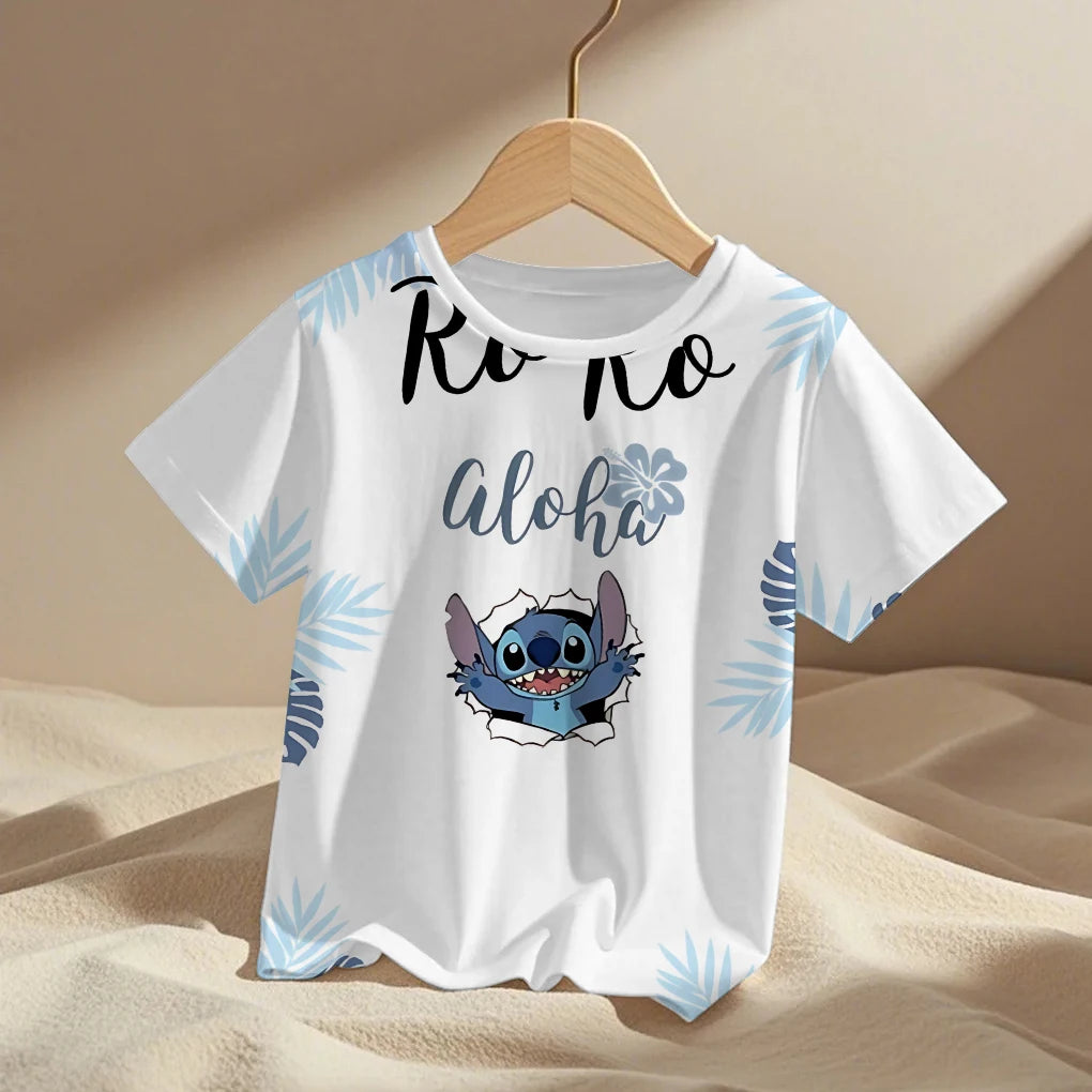 Lilo Stitch Trucksuit Kids T-Shirt Kawaii T Shirt Anime Cartoons Children Casual Clothes Tee Shirt Baby Girl Boy Fashion Y2K Top