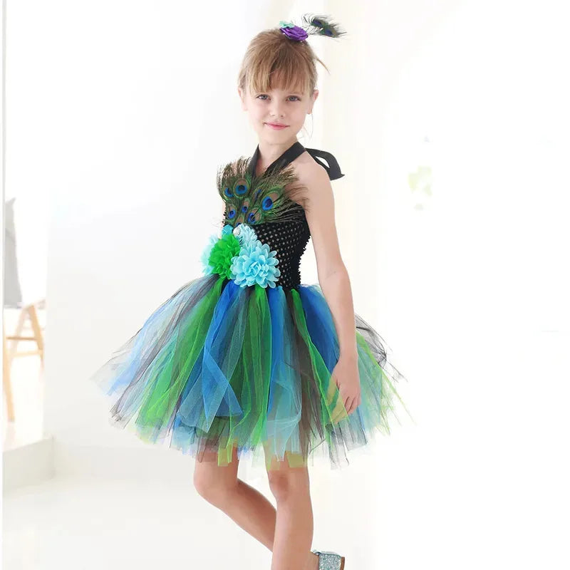 Cosplay Anime Peacock Princess Tutu Dress Girls Anime Cosplay Christmas Costume Happay Purim Birthday Party Dresses Hallowe 72th