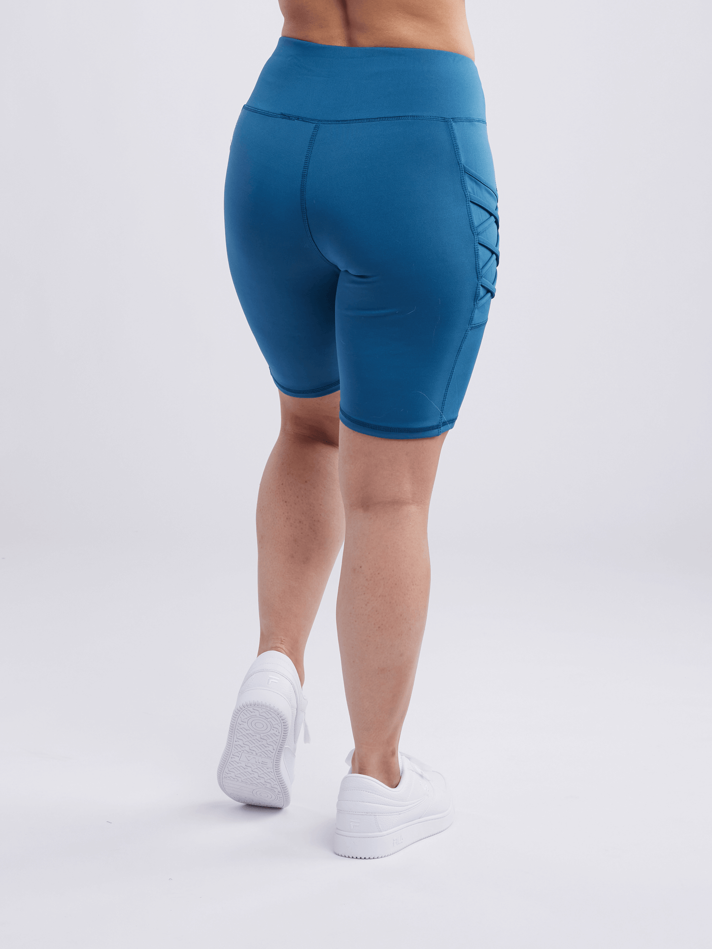 JupiterGear High-Waisted Workout Shorts with Pockets & Criss Cross Des