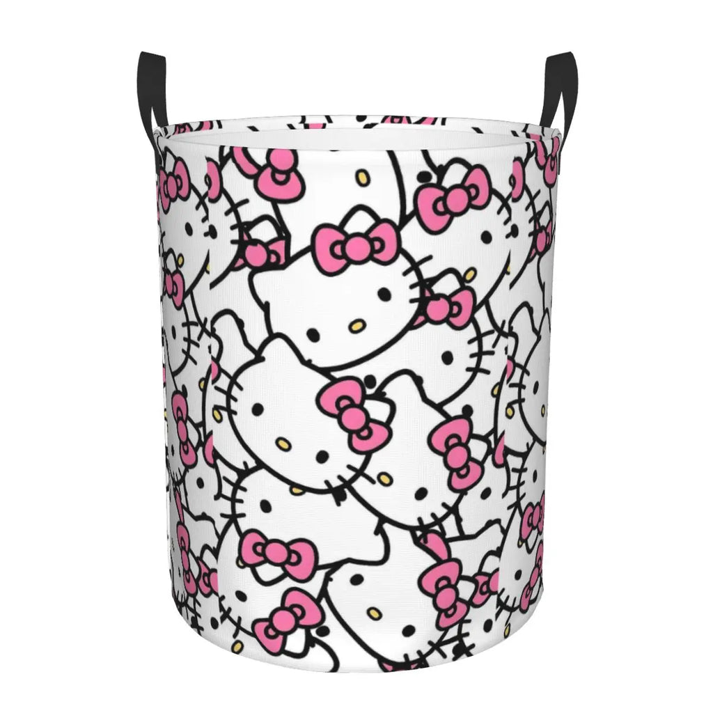 Custom Hello Kitty Laundry Basket Collapsible Large Clothes Storage Bin Cartoon Character Baby Hamper