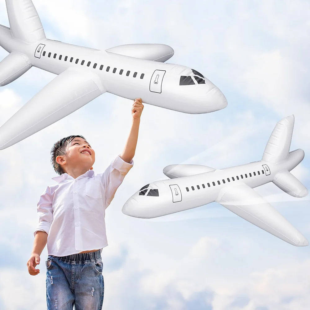 1m White Large Inflatable Airplane Balloons Inflatable Airplane Aviation Themed Birthday Outdoor Party Decorations Gifts Toys